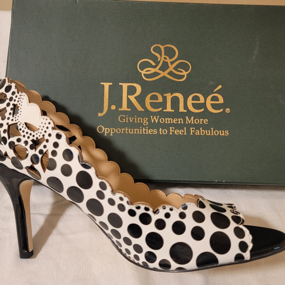 J.Renee Black and White Polka Dot Heels